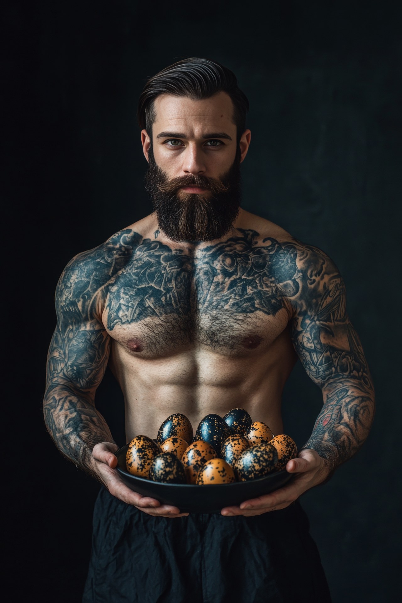 GymOne 24/7 Oster-Gewinnspiel – Mann mit Ostereiern im Fitnessstudio